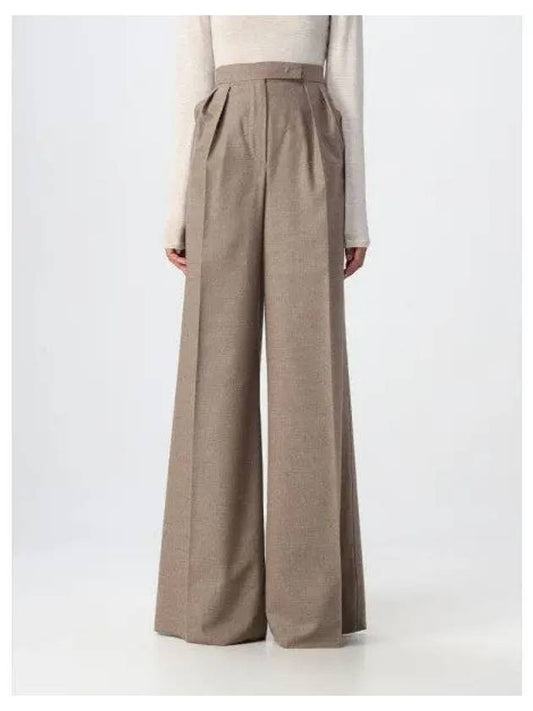 Fiore Stretch Wool Wide Pants Brown - MAX MARA - BALAAN 2