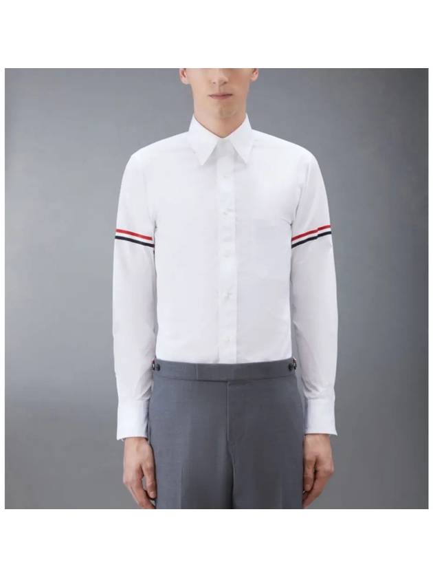 Men's Poplin Grosgrain Armband Classic Long Sleeve Shirt White - THOM BROWNE - BALAAN 2