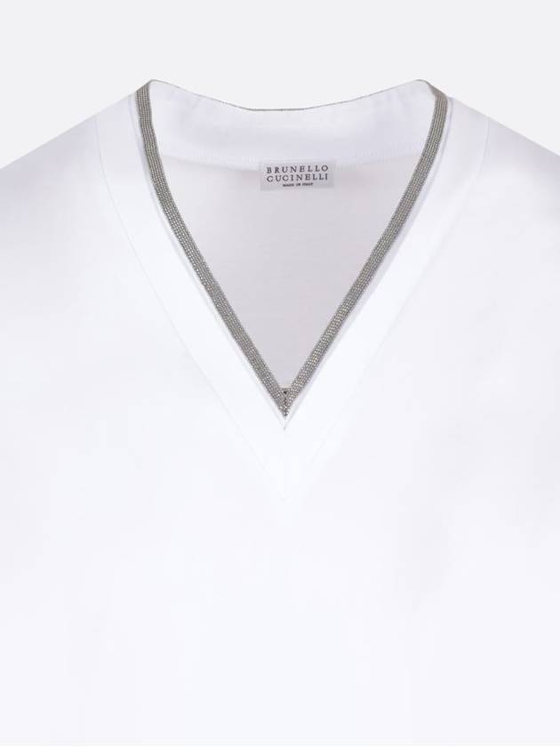 Monilli V-Neck Short Sleeve T-Shirt White - BRUNELLO CUCINELLI - BALAAN 5