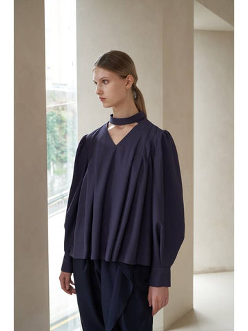 loose fit choker A-line blouse - CAHIERS - BALAAN 1