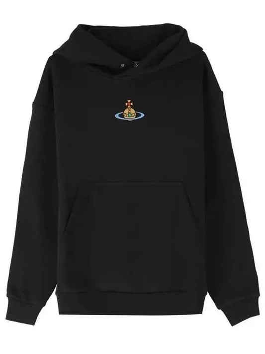 Embroidered ORB Logo Cotton Hoodie Black - VIVIENNE WESTWOOD - BALAAN 1