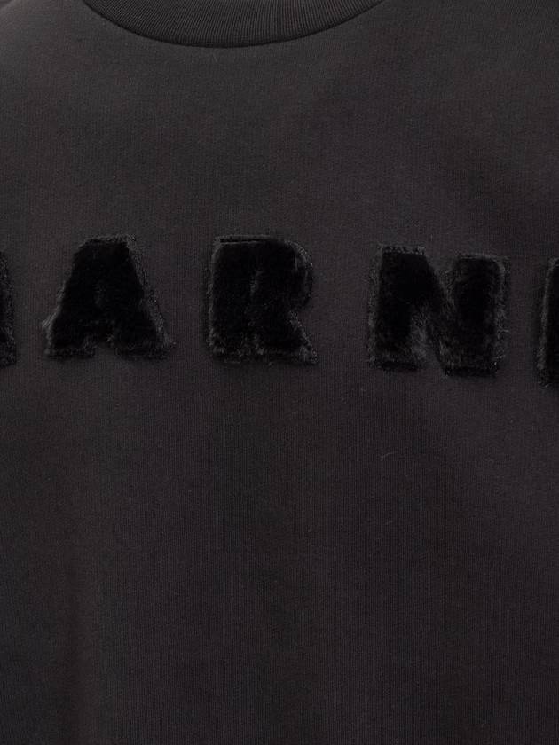 Fur Effect Logo Cotton Sweatshirt Black - MARNI - BALAAN 5