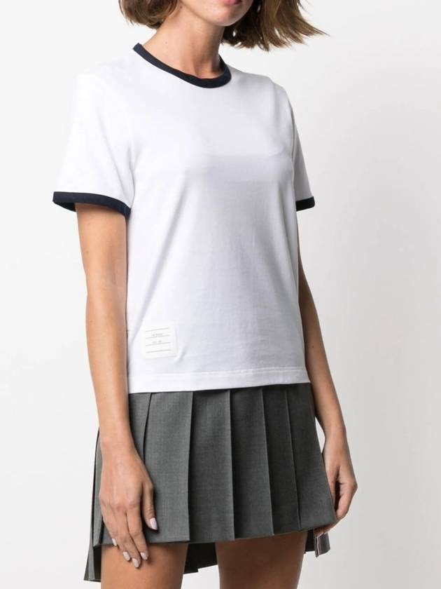 Asymmetric Hem Short Sleeve T-Shirt White - THOM BROWNE - BALAAN 4