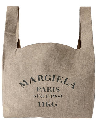 Logo Print Linen Shopper Tote Bag Beige - MAISON MARGIELA - BALAAN 2