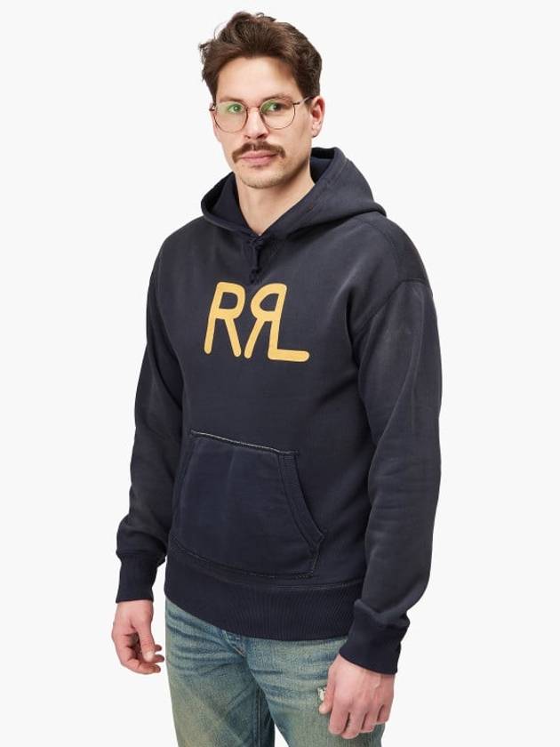 RRL Logo Print Pullover Hoodie Navy - POLO RALPH LAUREN - BALAAN 4