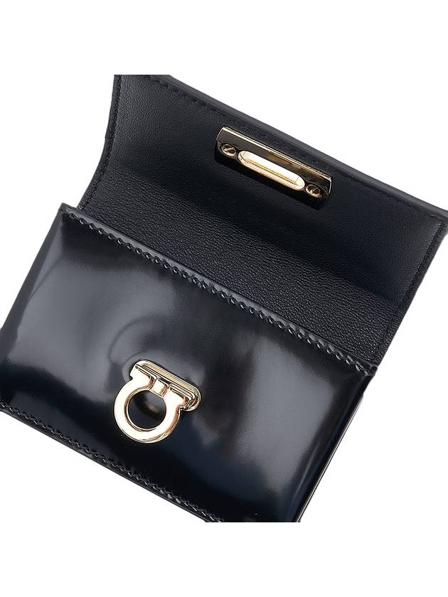 Women's Logo Closure Card Wallet Black - SALVATORE FERRAGAMO - BALAAN 9