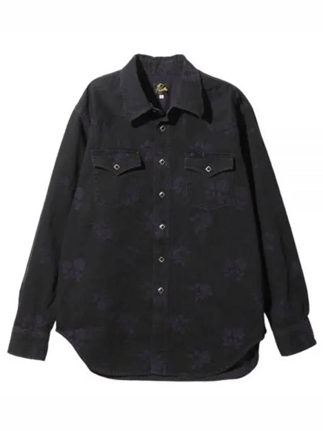 Men s Western 8oz Jacquard Rose Denim Shirt Jacket Black 242123 - NEEDLES - BALAAN 1