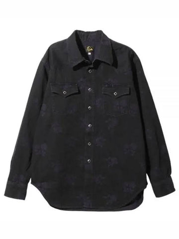 Men s Western 8oz Jacquard Rose Denim Shirt Jacket Black 242123 - NEEDLES - BALAAN 1