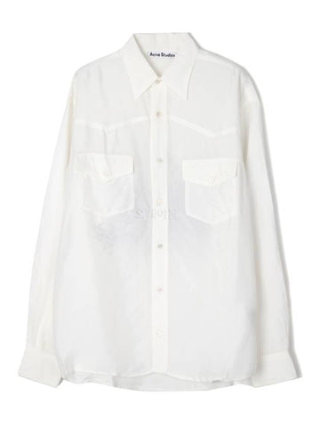 Logo Graphic Print Button Up Long Sleeve Shirt White - ACNE STUDIOS - BALAAN 1