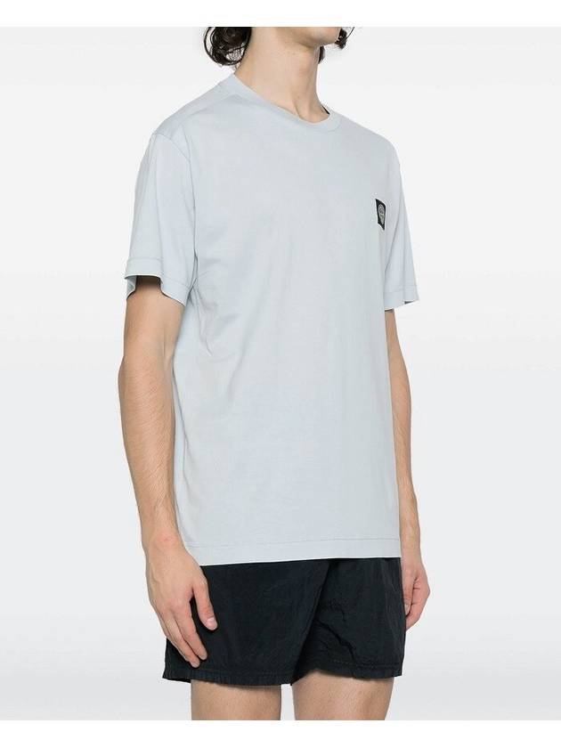 Logo Patch Short Sleeve T-Shirt Blue - STONE ISLAND - BALAAN 4