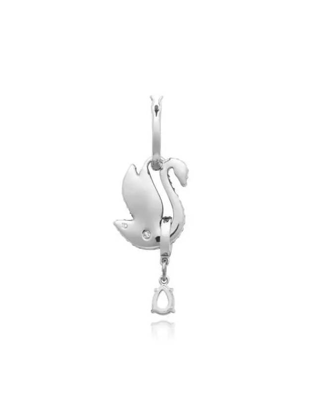 Iconic Swan Drop Rhodium Plated Earrings Blue - SWAROVSKI - BALAAN 4