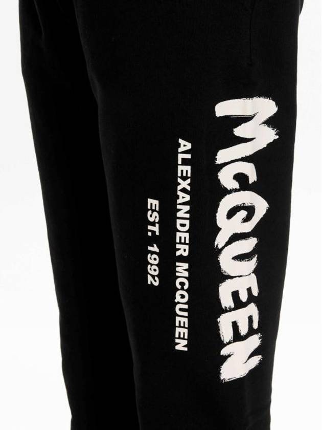 Side White Graffiti Logo Jogger Pants Black - ALEXANDER MCQUEEN - BALAAN 5