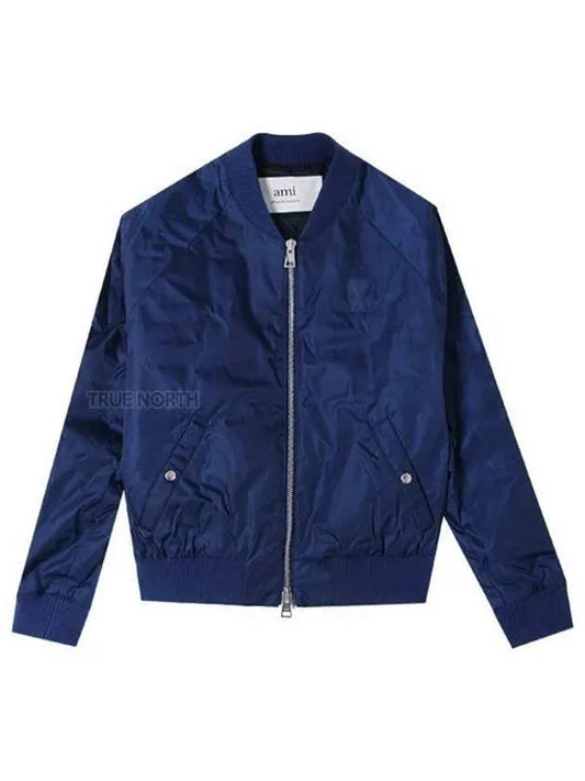 Heart Logo Bomber Jacket Blue - AMI - BALAAN 2