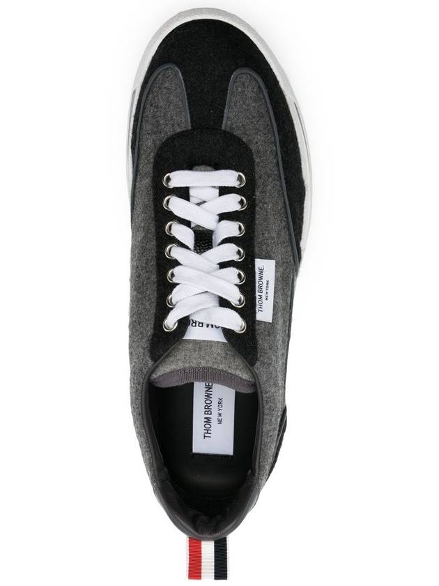 Flannel Clear Sole Low Top Sneakers Grey - THOM BROWNE - BALAAN 5