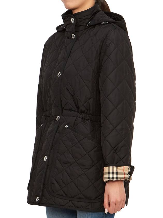 Diamond Quilted Long Nylon Jacket Black - BURBERRY - BALAAN 5