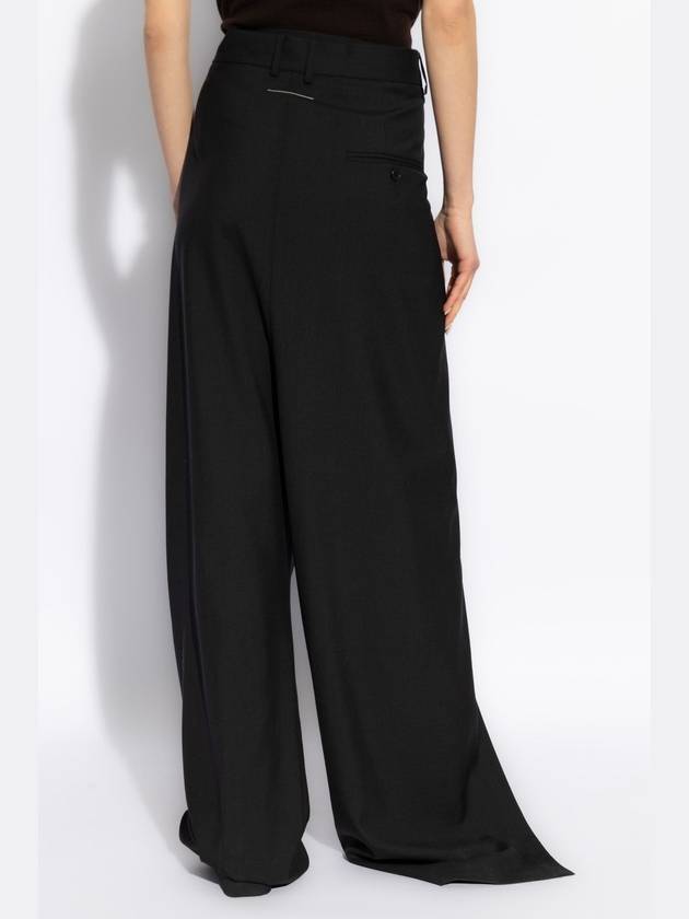 MM6 Maison Margiela Wool Wide-leg Trousers, Women's, Black - MAISON MARGIELA - BALAAN 4