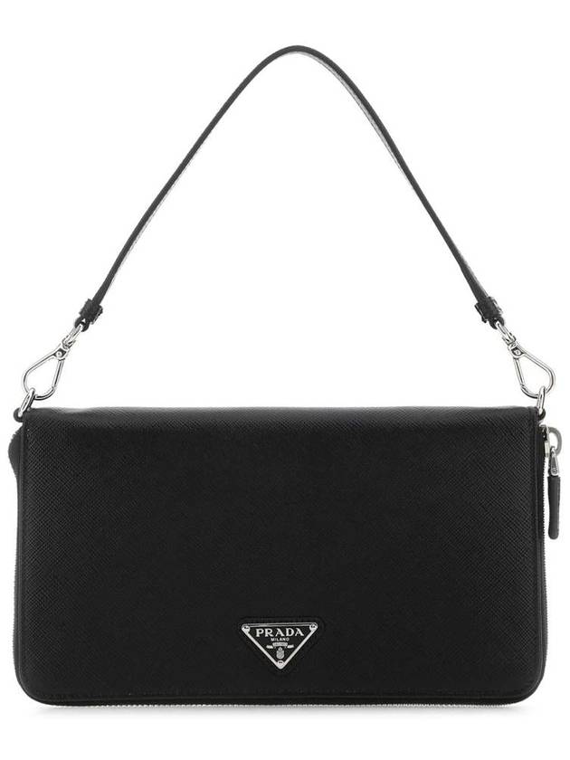 Triangle Logo Saffiano Document Shoulder Bag Black - PRADA - BALAAN 2