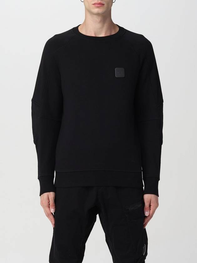 Logo Patch Crew Neck Sweatshirt Black - CP COMPANY - BALAAN 4