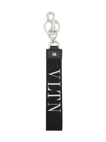 VLTN embroidered key holder black - VALENTINO - BALAAN.