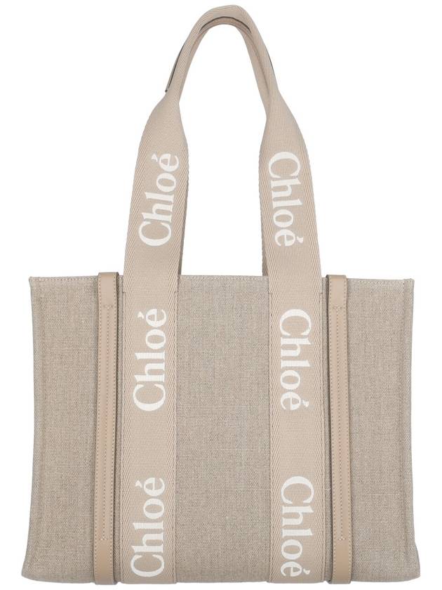 Woody Linen Medium Tote Bag Boyish Brown - CHLOE - BALAAN 2