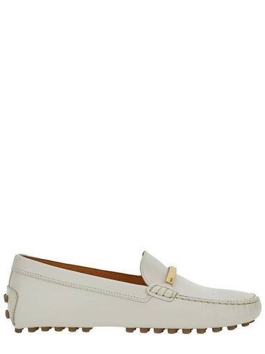 White Loafers With Logo Plaque And Rubber Sole In Leather Woman - TOD'S - BALAAN 1