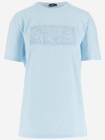 Long Sleeve T-Shirt 10136001A101351VD50 PALE BLUE - VERSACE - BALAAN 1