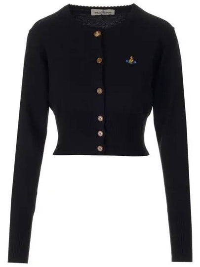 Bea ORB Embroidered Logo Crop Cardigan Black - VIVIENNE WESTWOOD - BALAAN 2