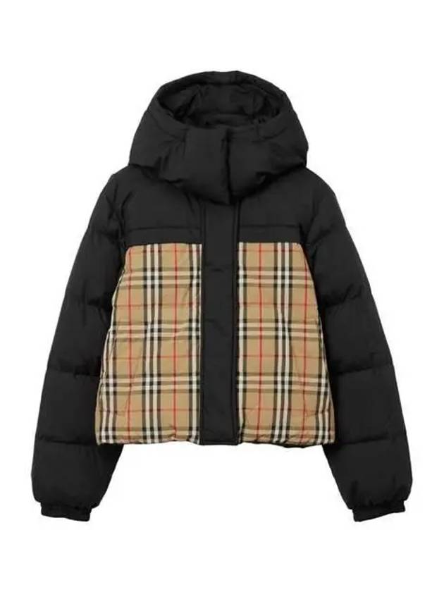 Women's Vintage Check Crop Reversible Padding Black Archive Beige - BURBERRY - BALAAN 3