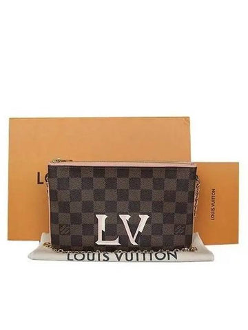 N60254 Damier Eben Canvas Pochette Double Zip Cross Bag - LOUIS VUITTON - BALAAN 1