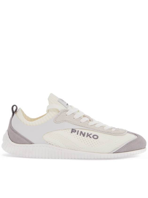 white latte knit fabric sneakers with light gray details - PINKO - BALAAN 1