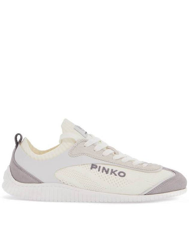 white latte knit fabric sneakers with light gray details - PINKO - BALAAN 1