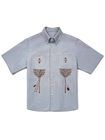 Men's I4SS01SB Root Zip Embroidery Shirt Sky Blue - IOEDLE - BALAAN 2