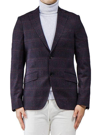 Men's Check Blazer Jacket Navy - ETRO - BALAAN 2