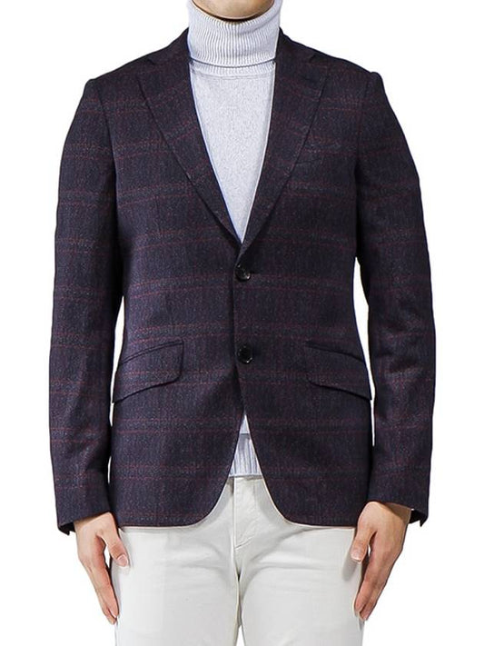 Men's Check Blazer Jacket Navy - ETRO - BALAAN 2