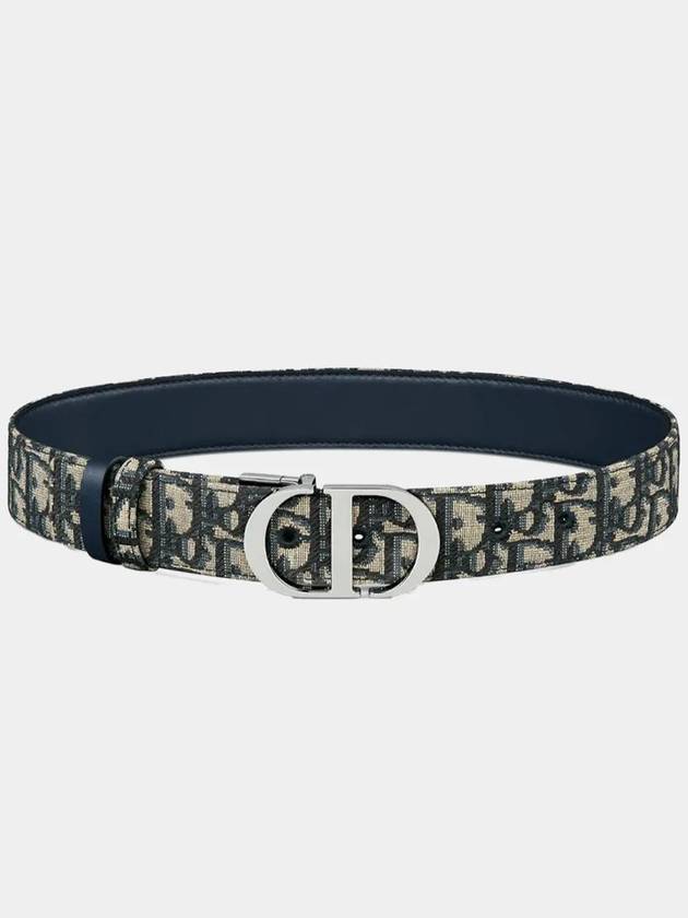 Oblique Jacquard 30 Montaine Reversible Smooth Calfskin Belt Blue - DIOR - BALAAN 2