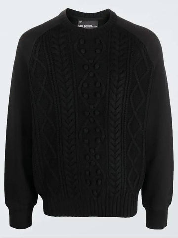 Men's Black Hybrid Sweatshirt BMA062 T607C 0101 - NEIL BARRETT - BALAAN 1