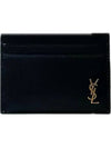 Tiny Monogram Shiny Leather Card Case Black - SAINT LAURENT - BALAAN 2