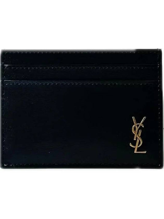 Tiny Monogram Shiny Leather Card Case Black - SAINT LAURENT - BALAAN 2