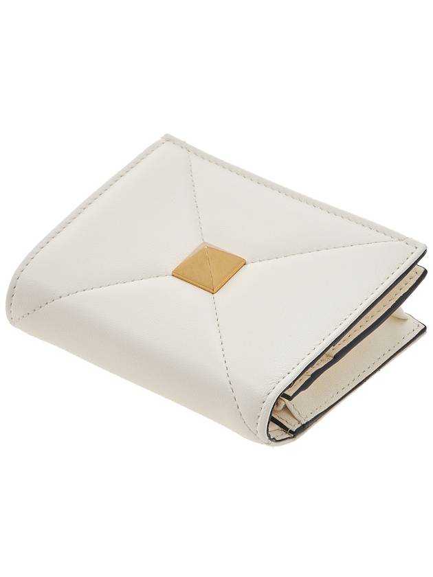 Roman Stud Small Nappa Leather Half Wallet Ivory - VALENTINO - BALAAN 5