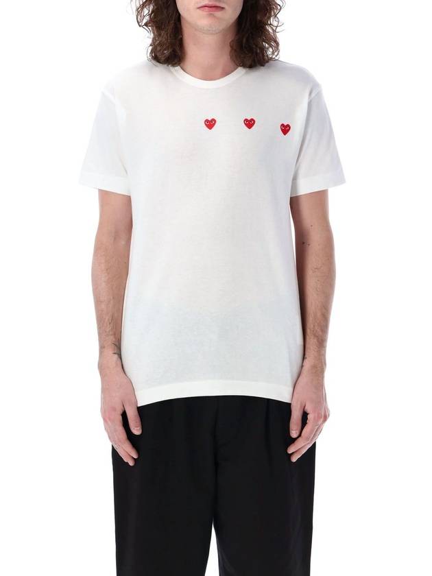 3 Heart Patch Short Sleeve T-Shirt White - COMME DES GARCONS PLAY - BALAAN 5