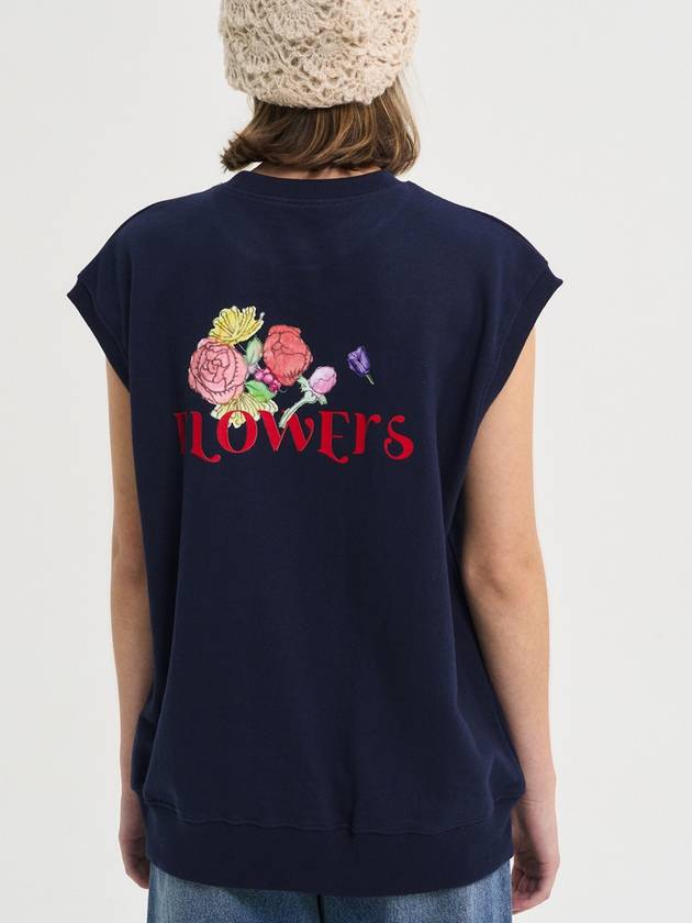 Wild Flower Sweat Vest Navy - SORRY TOO MUCH LOVE - BALAAN 5