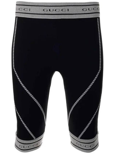 Men's Jacquard Tubular Jersey Shorts Leggings Black - GUCCI - BALAAN 1