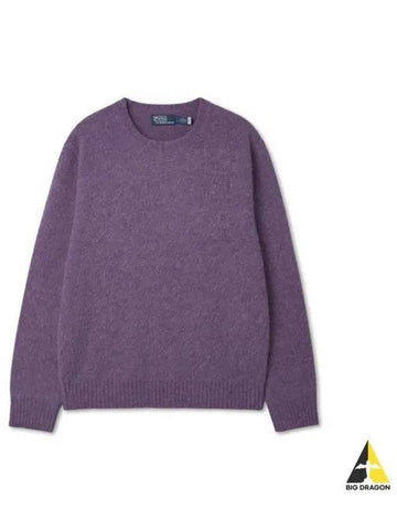 Suede Patch Wool Cashmere Sweater Purple - POLO RALPH LAUREN - BALAAN 1