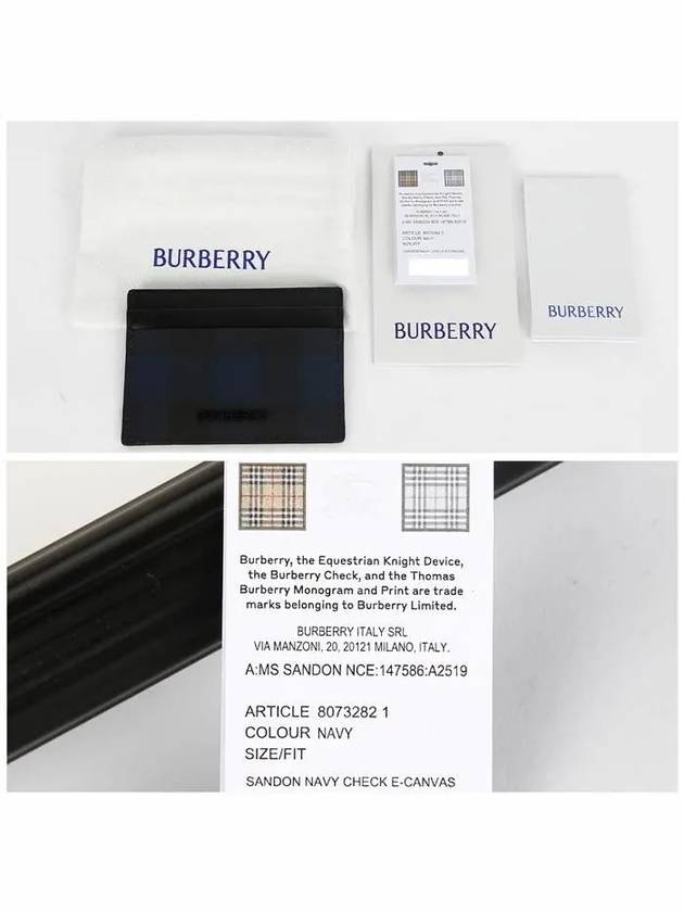 Check Leather Card Wallet Navy - BURBERRY - BALAAN 6