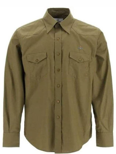 ORB Logo Cotton Long Sleeve Shirt Olive - VIVIENNE WESTWOOD - BALAAN 2