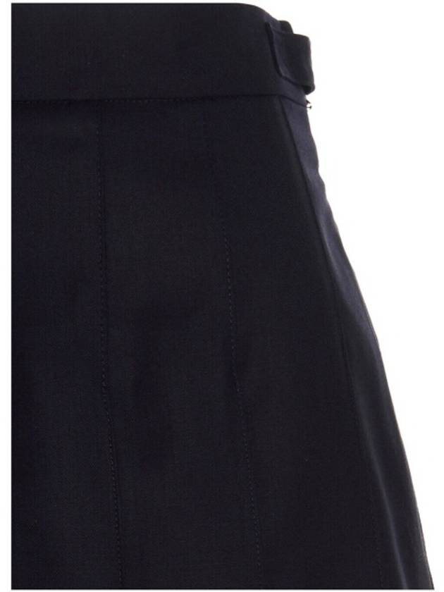 Super 120S Twill Below Knee Pleated Skirt Navy - THOM BROWNE - BALAAN 4