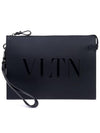 VLTN Logo Strap Clutch Bag Black - VALENTINO - BALAAN.