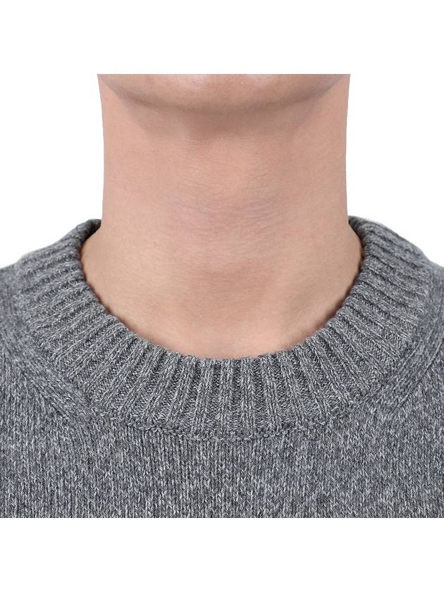 Men's Cashmere Blend Crew Neck Knit Top Grey - AMI - BALAAN 6