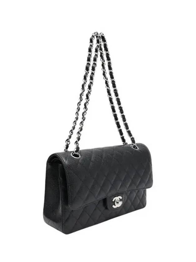 Classic Grained Calfskin Medium Shoulder Bag Black - CHANEL - BALAAN 5