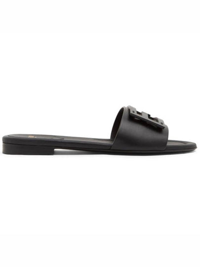 Baguette FF Logo Leather Slippers Black - FENDI - BALAAN 2